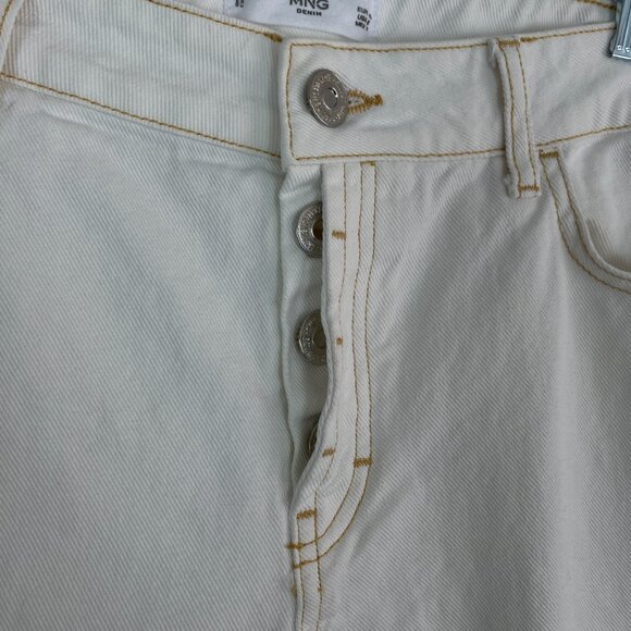 MNG Denim White Mom Jeans Button Fly Relaxed Fit Size 8 - Picture 5 of 13